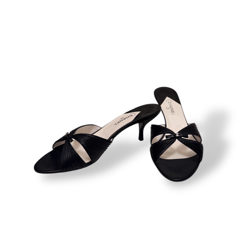 🍒Chanel Vintage Mules細摺皮革低跟鞋size:38.5/2F251218-1-1