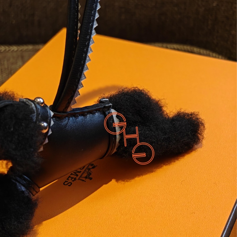 Hermès Budy charm愛馬仕小狗有釘吊飾/ Gris Pantin and Noir 灰色和黑色（全新）-2