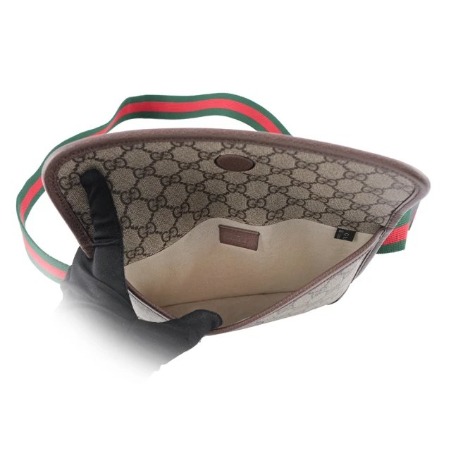 GUCCI 古馳 Neo Vinatage Supreme 帆布印花 皮革飾邊 斜背包 虎頭 胸口包 腰包-5