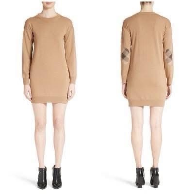 BURBERRY 補丁格紋美麗羊毛料針織洋裝