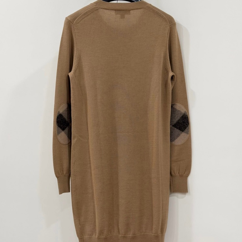 BURBERRY 補丁格紋美麗羊毛料針織洋裝-3