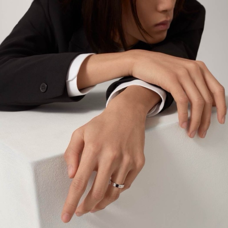 Cartier 18k白金love單鑽戒指 49號-4