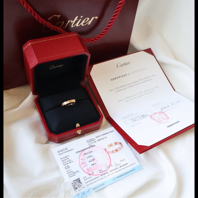 Cartier 18k玫瑰金love窄版戒指 54號 25年全套-1