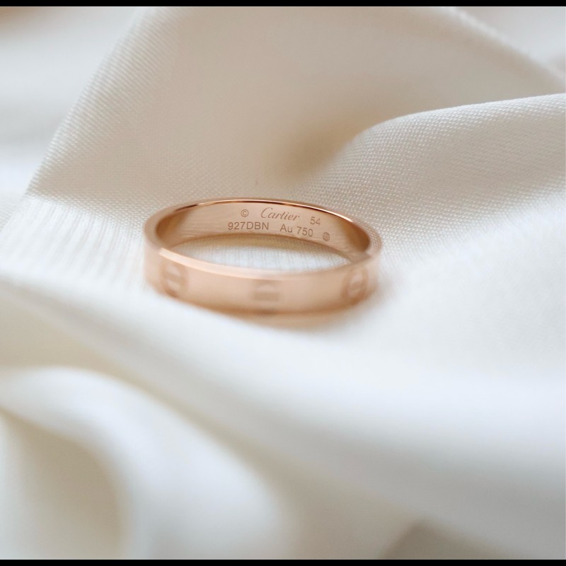 Cartier 18k玫瑰金love窄版戒指 54號 25年全套-3