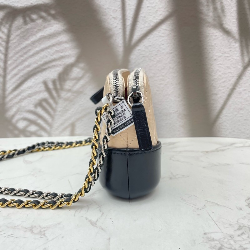 Chanel mini流浪包 鏈條包 奶茶拼色-1