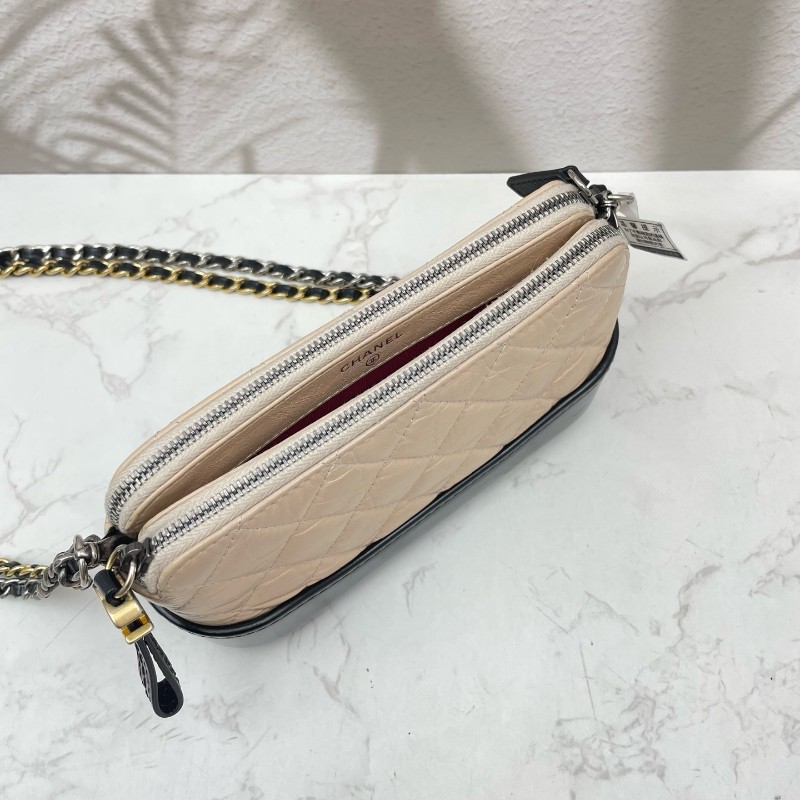 Chanel mini流浪包 鏈條包 奶茶拼色-3