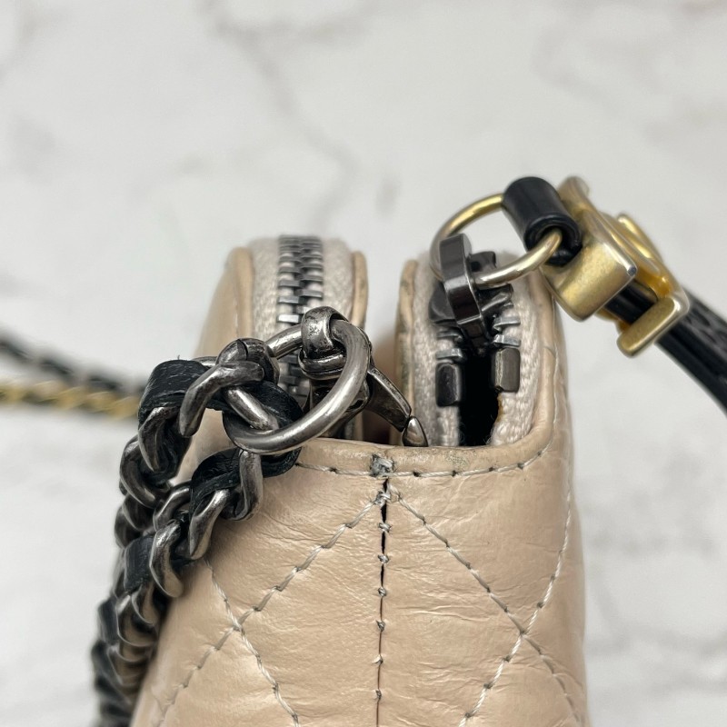 Chanel mini流浪包 鏈條包 奶茶拼色-11