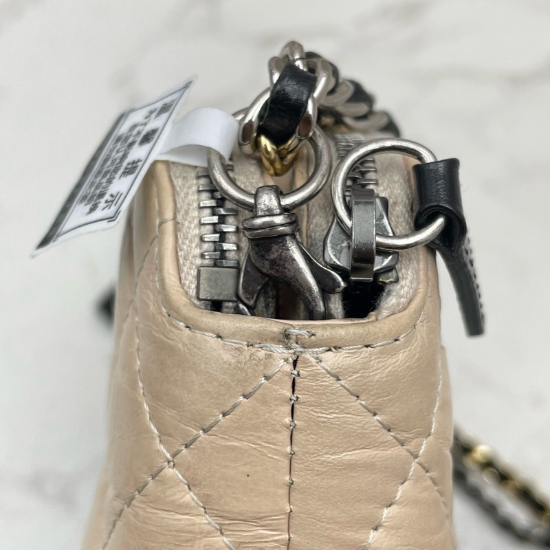 Chanel mini流浪包 鏈條包 奶茶拼色-12