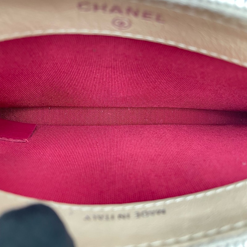 Chanel mini流浪包 鏈條包 奶茶拼色-17