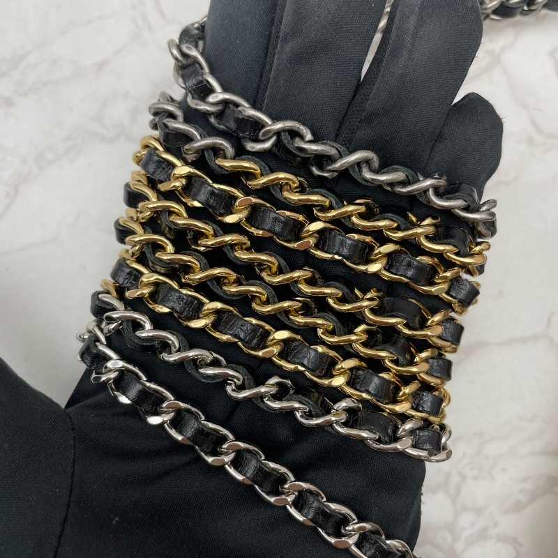 Chanel mini流浪包 鏈條包 奶茶拼色-24