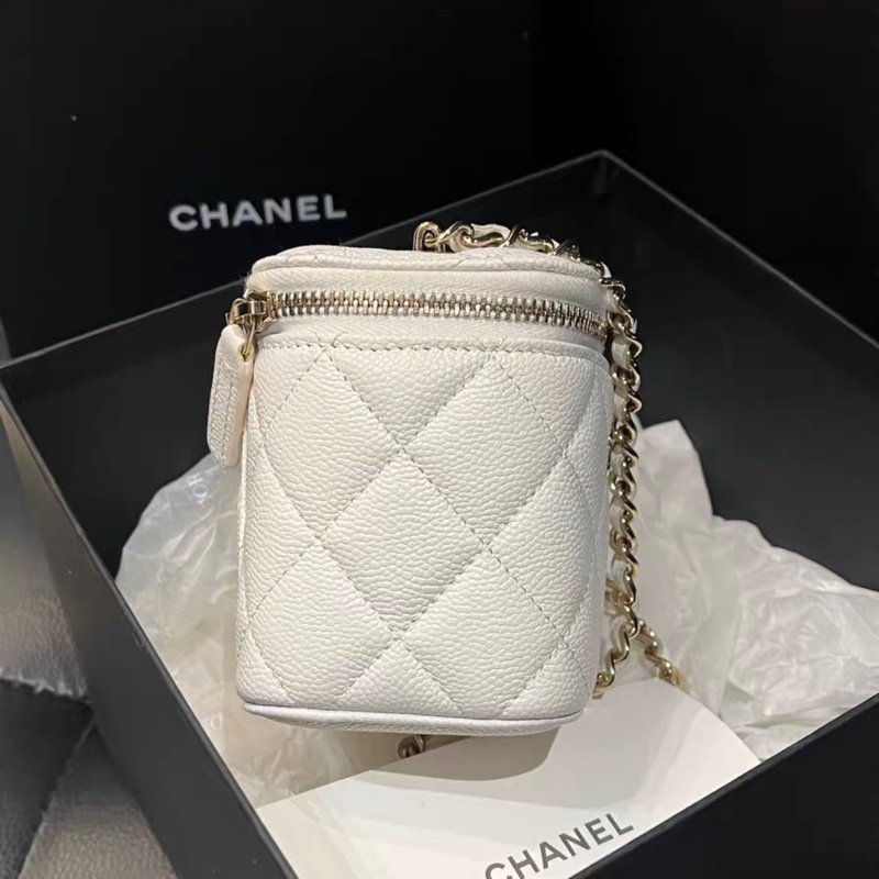 Chanel 魚子醬皮白金小盒子包 99%新-1