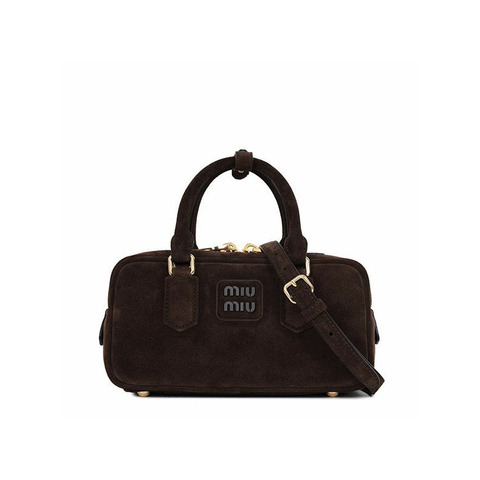 MIU MIU 深棕色 Arcadia 絨面革手提包 5BB142 2CS4 F0003