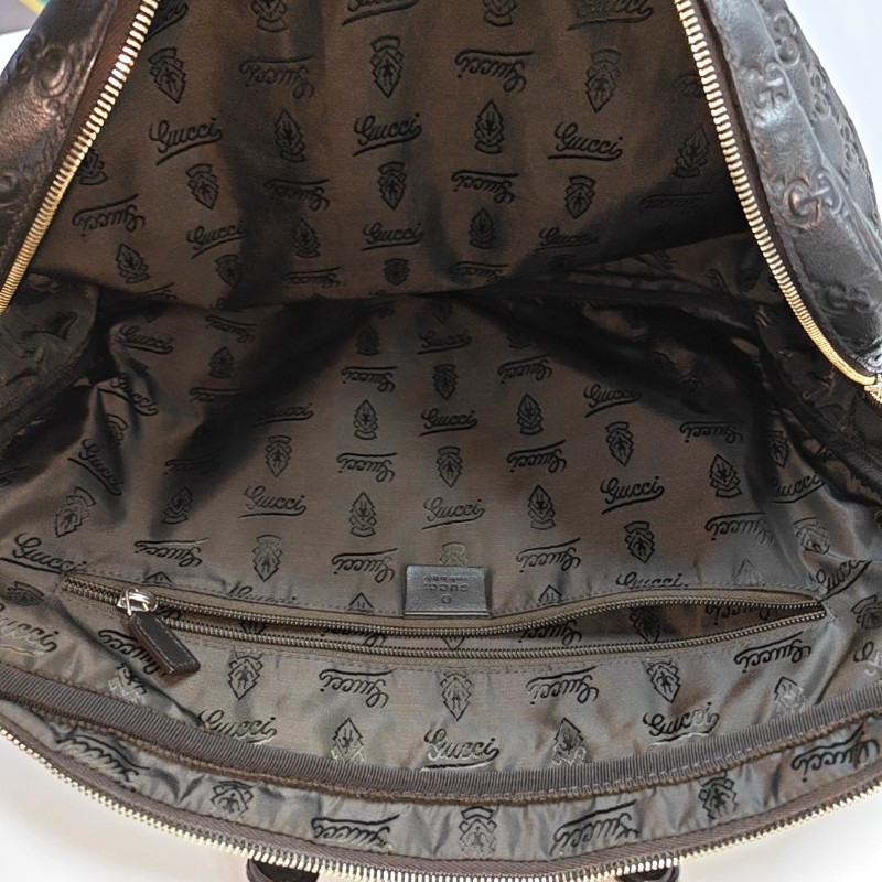 GUCCI 棕色牛皮壓紋 電腦公事包 可拆卸肩帶-6