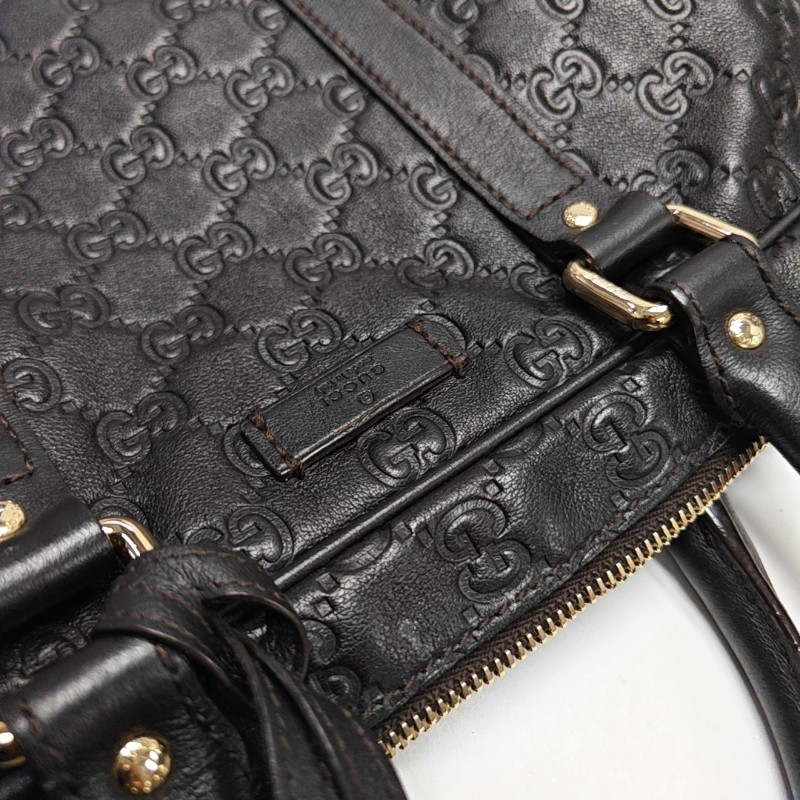 GUCCI 棕色牛皮壓紋 電腦公事包 可拆卸肩帶-7