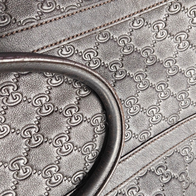 GUCCI 棕色牛皮壓紋 電腦公事包 可拆卸肩帶-9