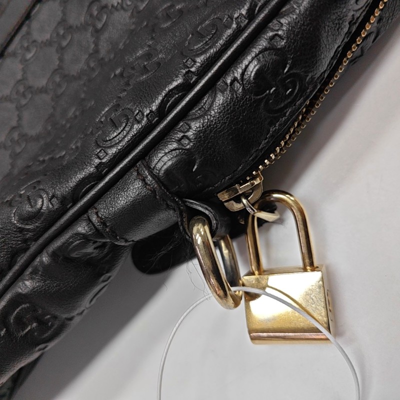 GUCCI 棕色牛皮壓紋 電腦公事包 可拆卸肩帶-10