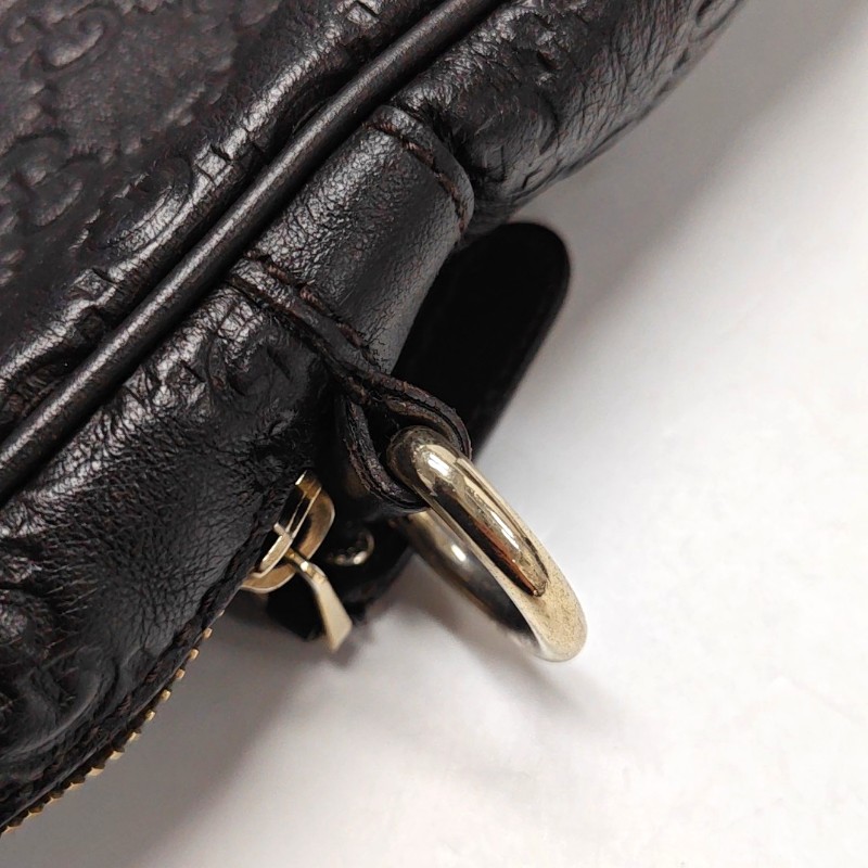 GUCCI 棕色牛皮壓紋 電腦公事包 可拆卸肩帶-11