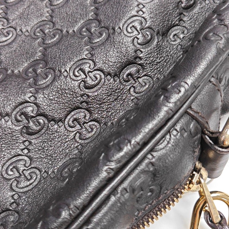 GUCCI 棕色牛皮壓紋 電腦公事包 可拆卸肩帶-12