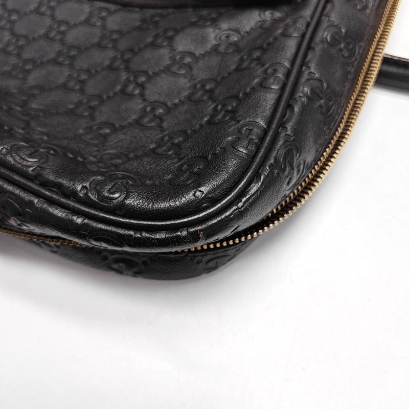 GUCCI 棕色牛皮壓紋 電腦公事包 可拆卸肩帶-14