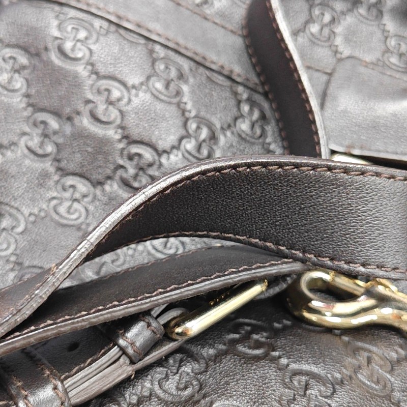 GUCCI 棕色牛皮壓紋 電腦公事包 可拆卸肩帶-19