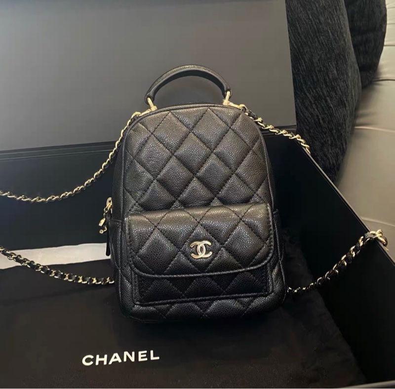 ✨全網最平 Chanel 24B 小書包 黑金 荔枝牛皮 98新 配件齊-0