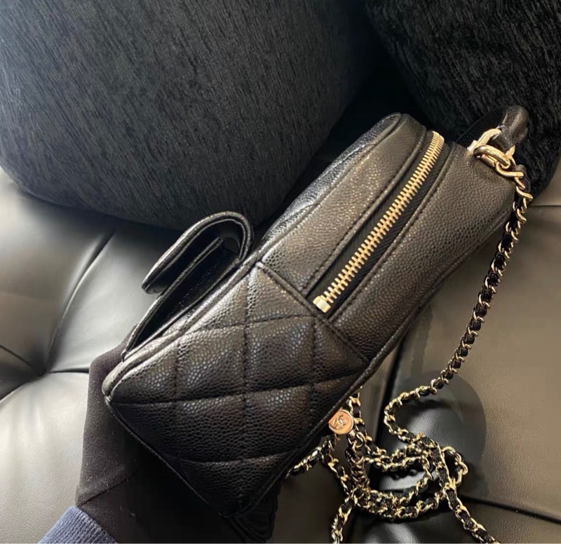 ✨全網最平 Chanel 24B 小書包 黑金 荔枝牛皮 98新 配件齊-3
