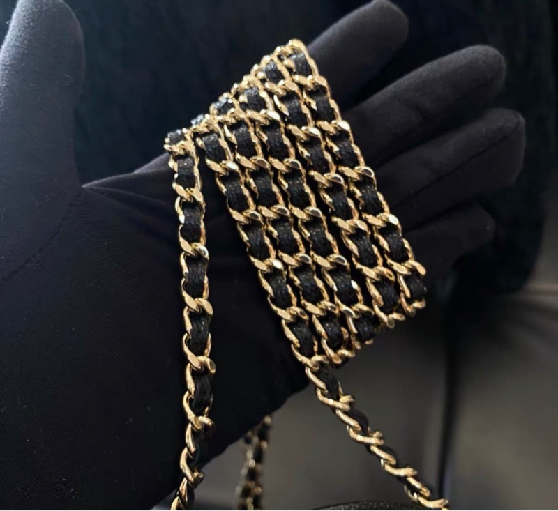 ✨全網最平 Chanel 24B 小書包 黑金 荔枝牛皮 98新 配件齊-7