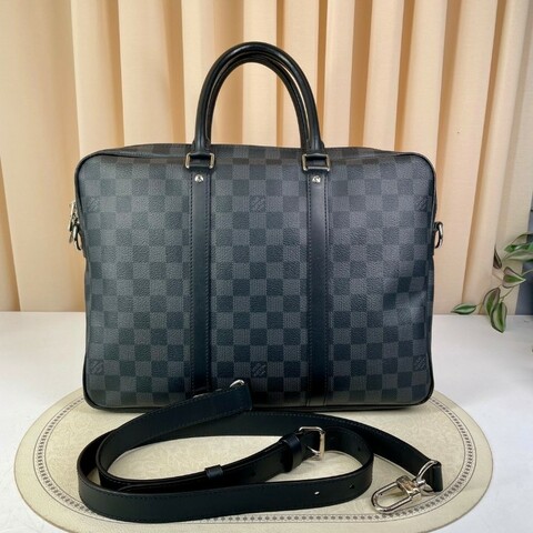 LV路易威登 棋盤格電腦公事包 可拆卸肩帶