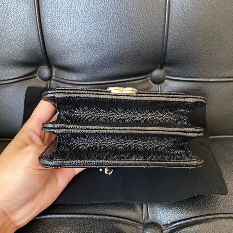 ✨全網最平 99新 32開 Chanel mini小廢包 黑銀 荔枝皮-3