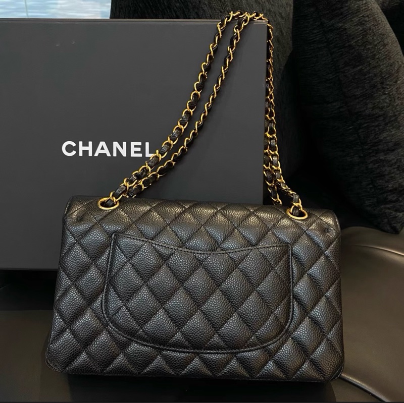 【✨全網最平】Chanel Classic Flap CF25 黑金CF 中號 單肩斜挎鏈條包-1