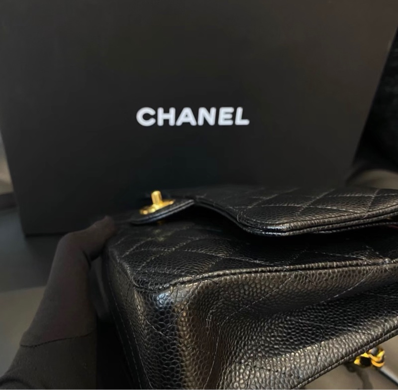 【✨全網最平】Chanel Classic Flap CF25 黑金CF 中號 單肩斜挎鏈條包-3