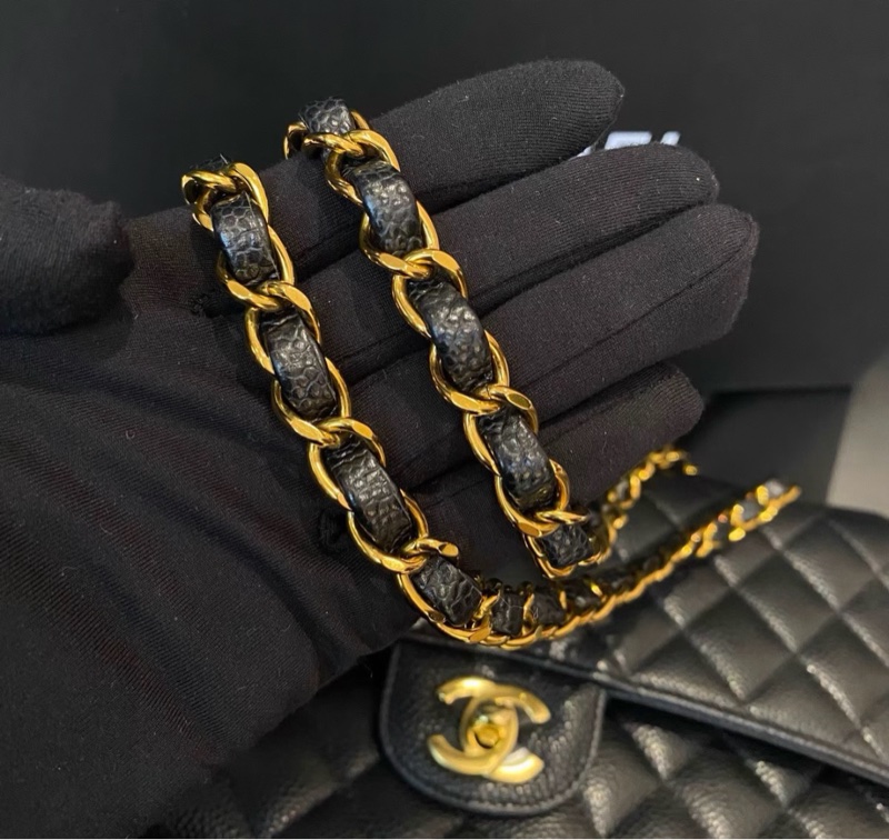 【✨全網最平】Chanel Classic Flap CF25 黑金CF 中號 單肩斜挎鏈條包-6