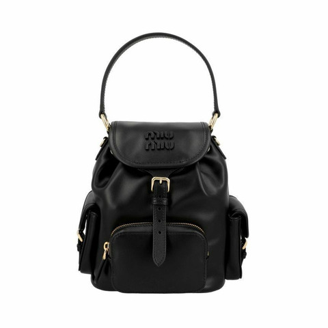 MIU MIU Logo 多口袋真皮女士背包 5BZ043 2CRW F0002