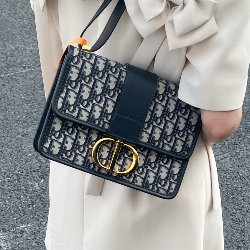 絕美神包😍99新🈶購證🤩Dior迪奧老花肩帶款蒙田30單肩斜挎包-0