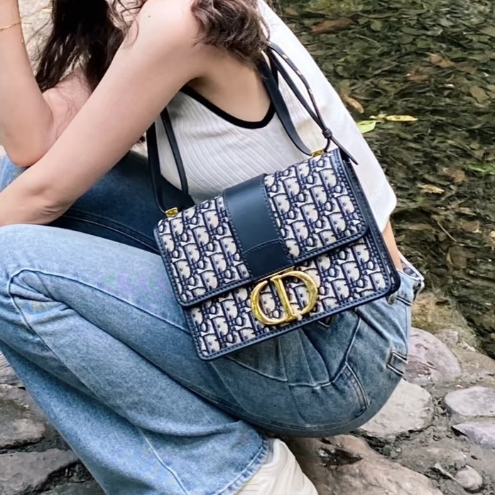 絕美神包😍99新🈶購證🤩Dior迪奧老花肩帶款蒙田30單肩斜挎包-7