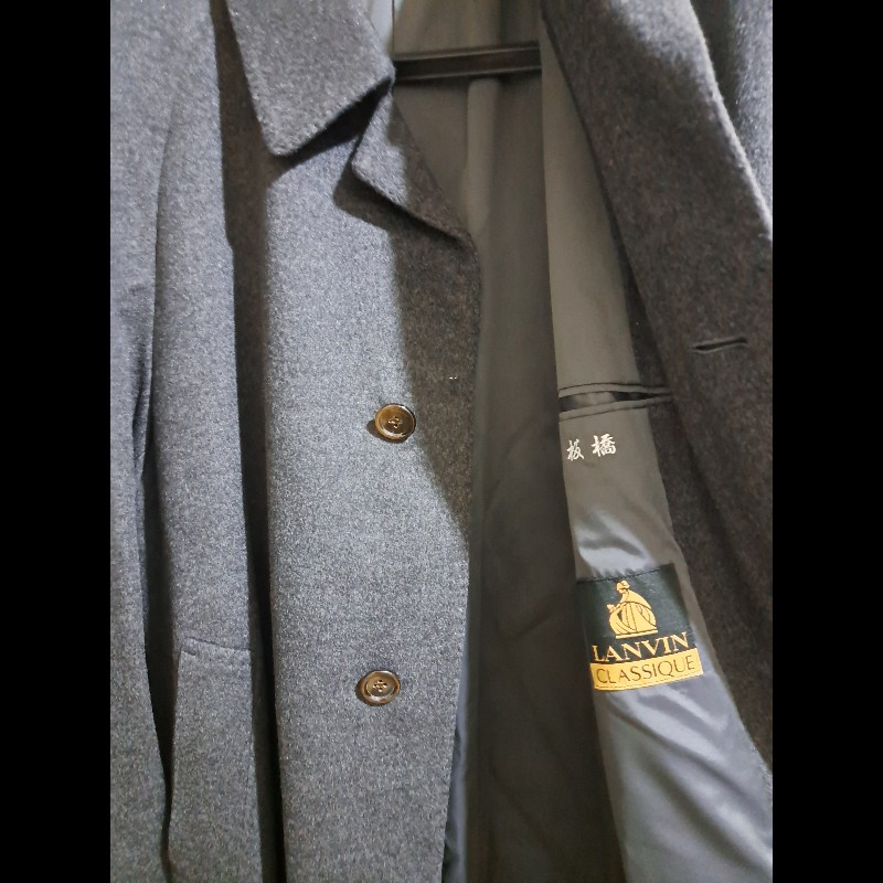 XL/近新極美/原價18萬/二手LANVIN /時尚男神長大衣/羊絨/深灰色-14