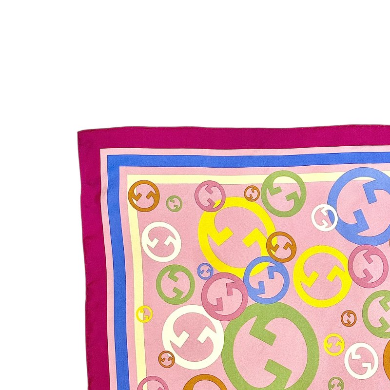 GUCCI - 粉紫彩色雙G logo 絲巾-2