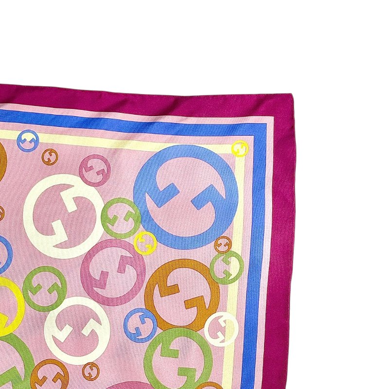 GUCCI - 粉紫彩色雙G logo 絲巾-3