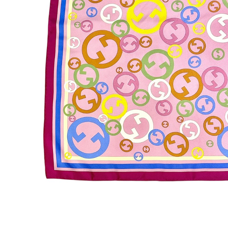 GUCCI - 粉紫彩色雙G logo 絲巾-5