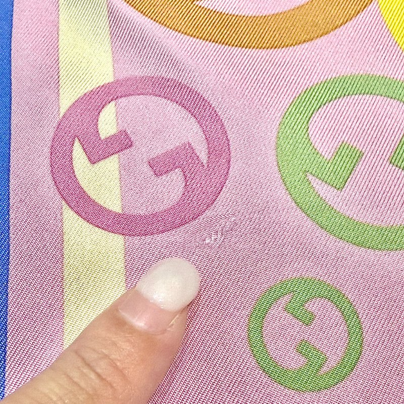 GUCCI - 粉紫彩色雙G logo 絲巾-8