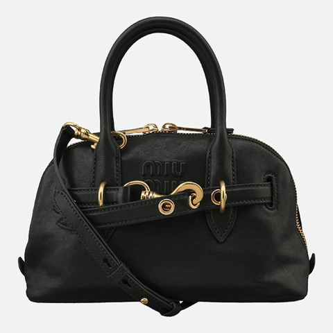 MIU MIU 5F Avantage Napa 皮革頂部手柄單肩包 黑色 5BB169 2BBL F0002