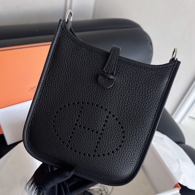 【全新品】愛馬仕Hermes evelyne mini 16伊芙琳迷你黑銀 K刻 全膜單肩背側背斜挎包-1