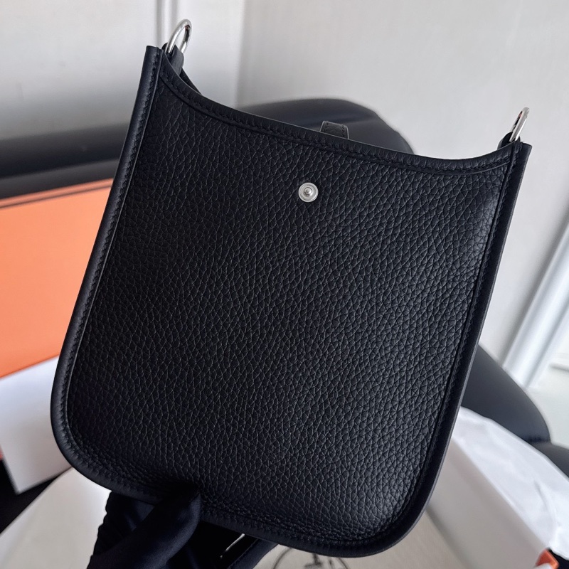 【全新品】愛馬仕Hermes evelyne mini 16伊芙琳迷你黑銀 K刻 全膜單肩背側背斜挎包-2
