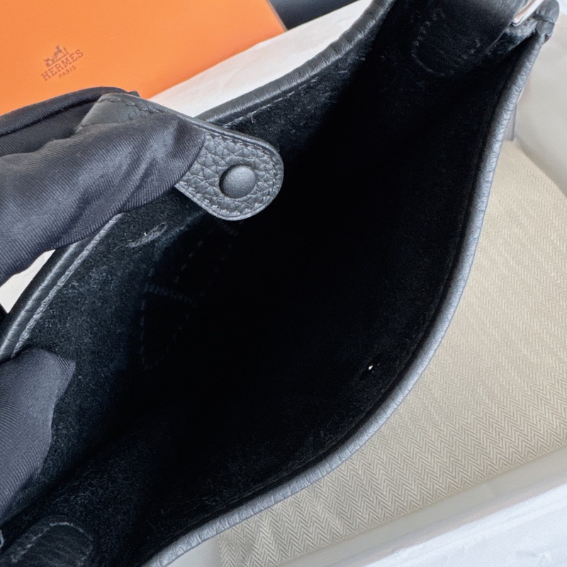 【全新品】愛馬仕Hermes evelyne mini 16伊芙琳迷你黑銀 K刻 全膜單肩背側背斜挎包-8