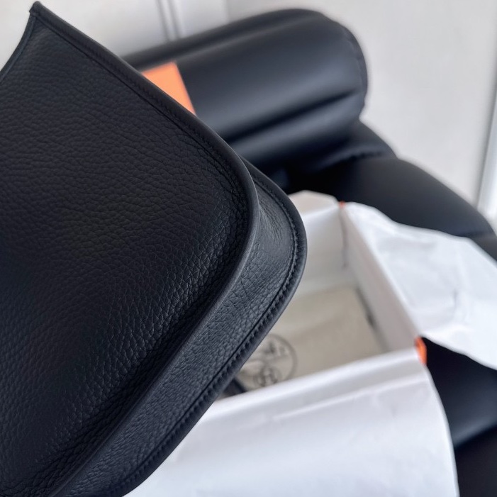 【全新品】愛馬仕Hermes evelyne mini 16伊芙琳迷你黑銀 K刻 全膜單肩背側背斜挎包-10