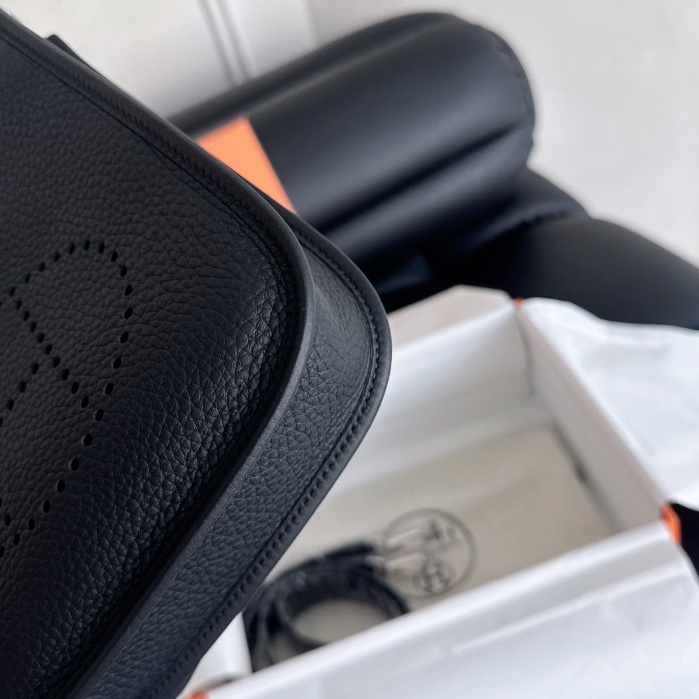 【全新品】愛馬仕Hermes evelyne mini 16伊芙琳迷你黑銀 K刻 全膜單肩背側背斜挎包-11