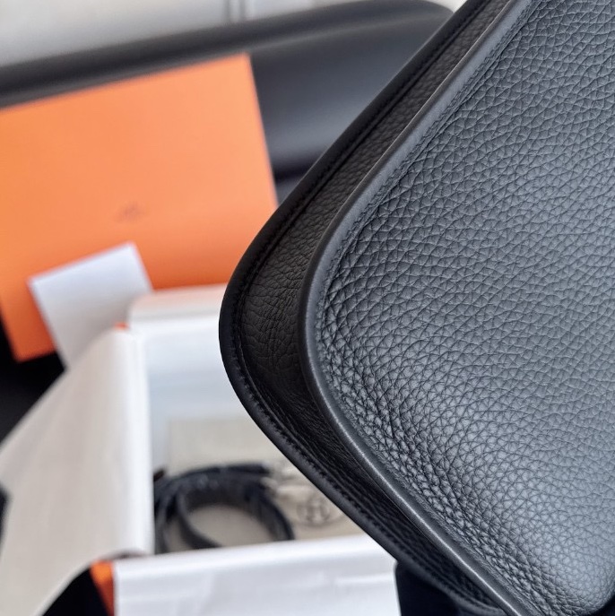 【全新品】愛馬仕Hermes evelyne mini 16伊芙琳迷你黑銀 K刻 全膜單肩背側背斜挎包-13