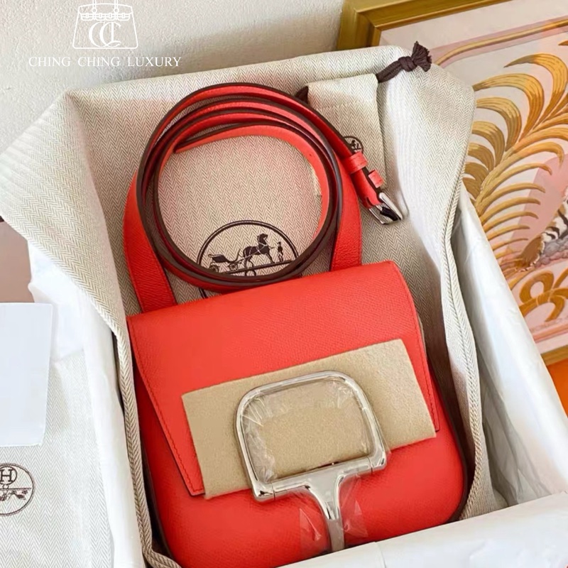 🌈Hermes❤️Mini Della❤️德克薩斯粉銀扣🌈全新閑置🌟Epsom皮🌟Stamp B🌟有貼膜有盒❤️-0