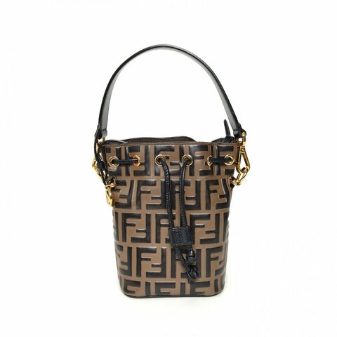 FENDI MONTRESOR迷你水桶包PVC金扣老花肩背包