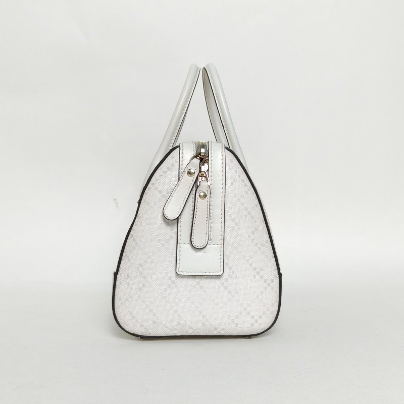 GUCCI 白色牛皮淺金扣手提保齡球配可拆卸肩帶肩背包-1